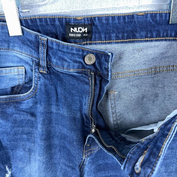Nuon Rodeo Crop Jeans Distressed Medium Wash Mid Rise Women's Blue Size W34 - Picture 5 of 12